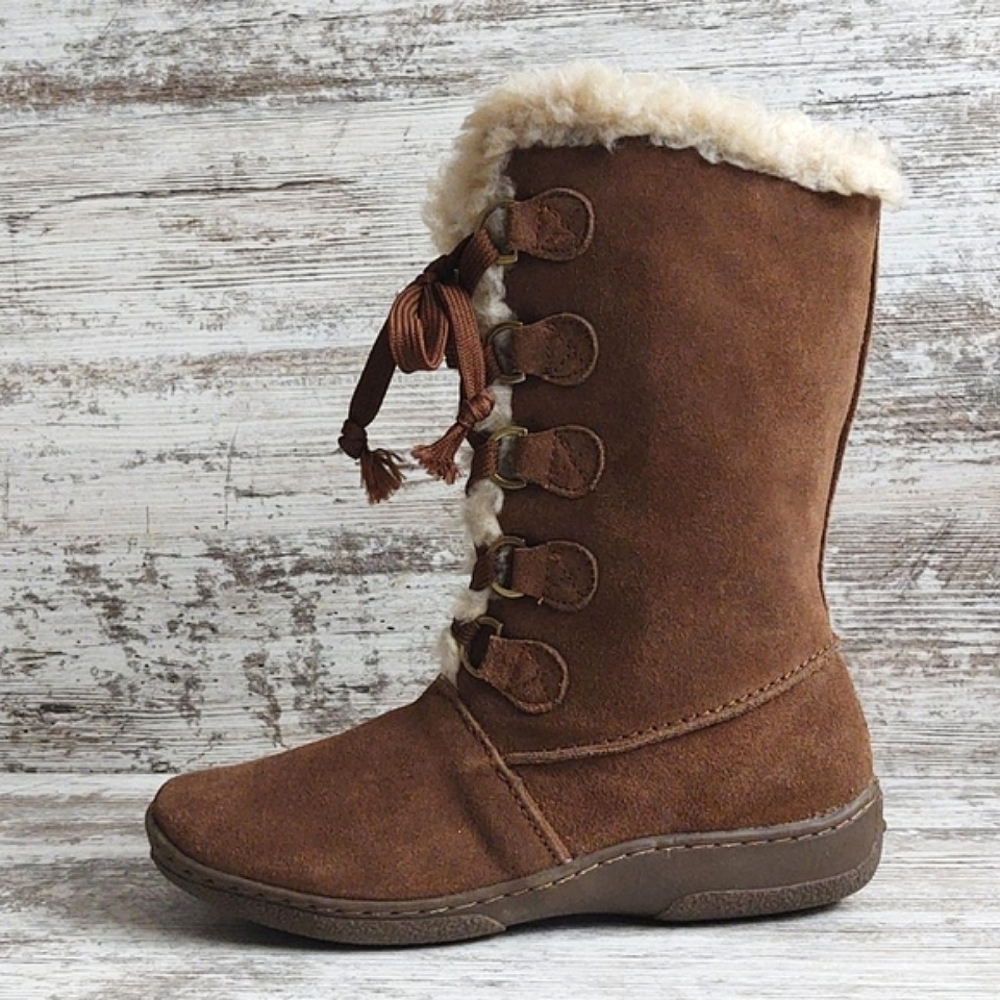 🟥Like New Brown Suede Leather Sherpa Boots